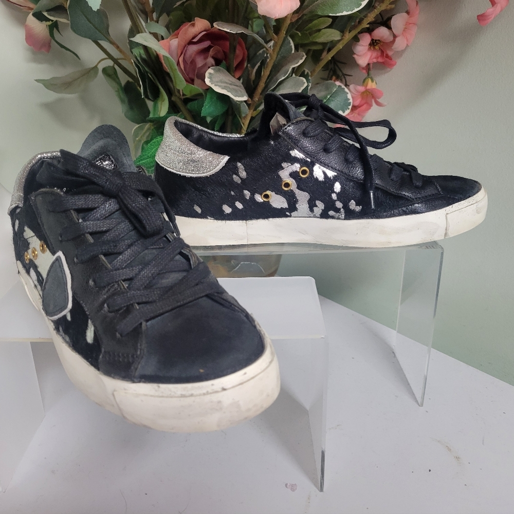 Philippe Model Paris Designer  Leather Hair Low Skate Sneakers Shoes 7 37 - Picture 2 of 16